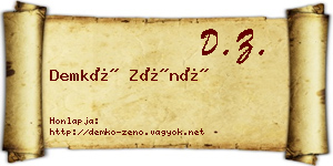 Demkó Zénó névjegykártya